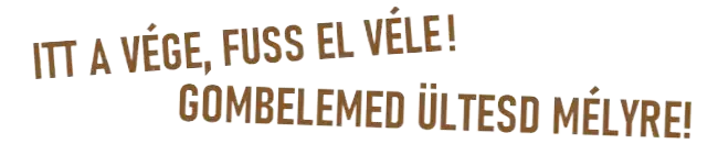 ITT A VÉGE, FUSS EL VÉLE, GOMBELEMED ÜLTESD MÉLYRE!